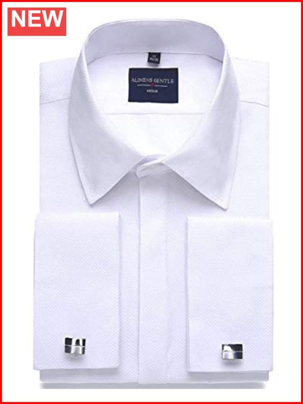Men's French Cuff Dress Shirt Regular Fit Tuxedo Formal Button Down
